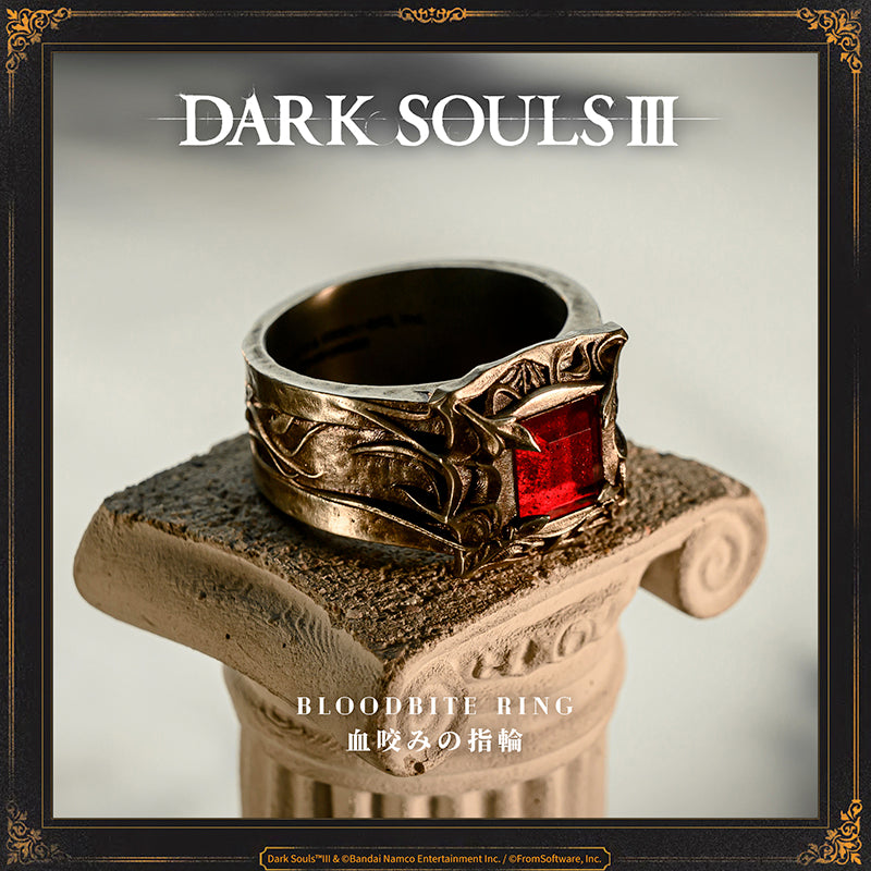 Starforged DARK SOULS III Bloodbite Ring Game Merchandise Ring Officially Authorized Bloodbite RingOne of the bite rings native to Carim. Increases bleed resistance.The crafting of these rings is forbidden, perhaps owing to a fear of malleable stone. Clerics, however, dabble freely in the art.